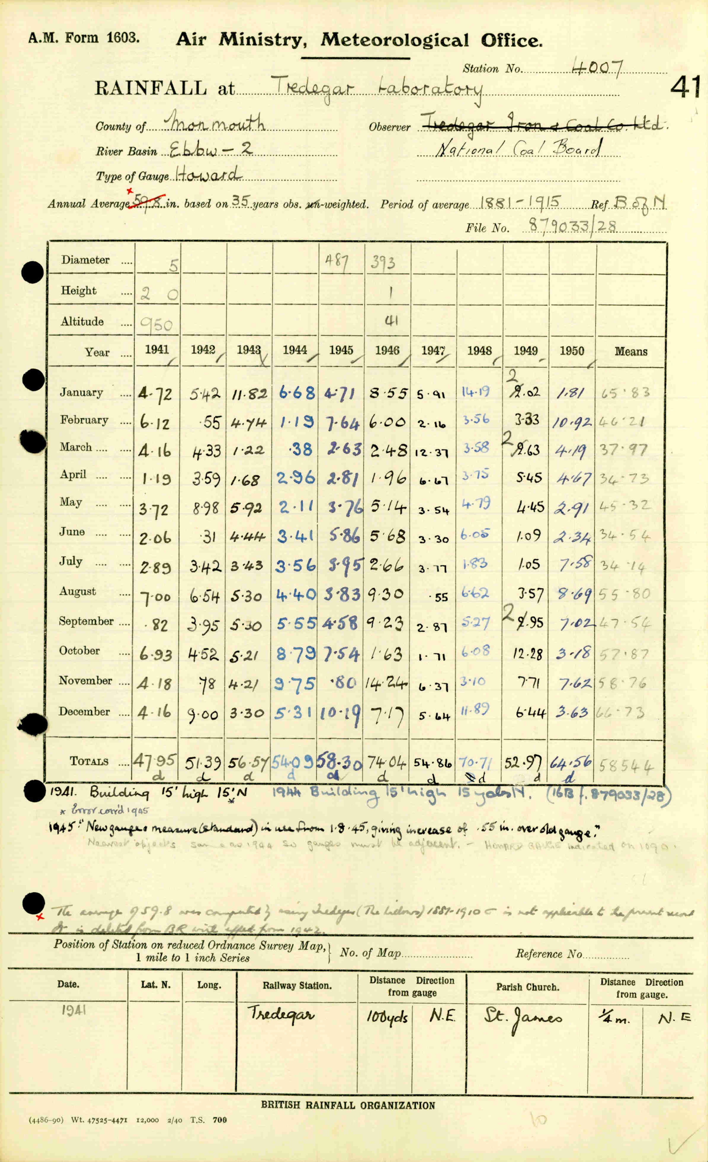 Example page from the Ten Year Rainfall reports